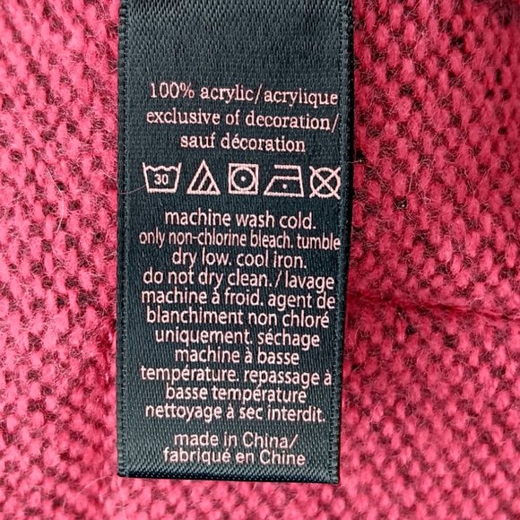 Victoria's Secret Scarf Black Pink Hearts Fringe Reversible - Picture 8 of 8